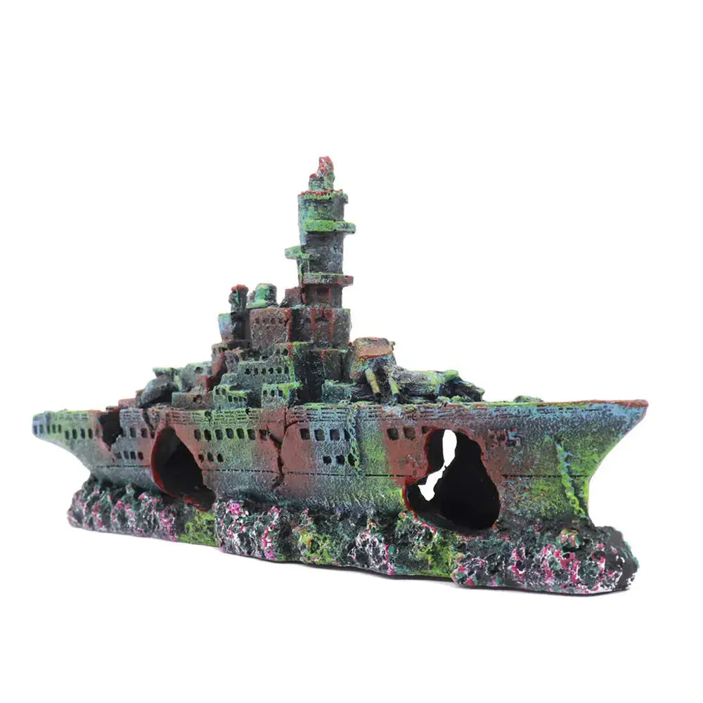 Ulifery Little Aquarium Shipwreck Sunken Pirate Ship Mini Boat Fish Tank Decorations for Betta Zooko
