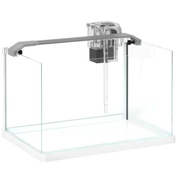 Aquarium en verre avec lumières LED aquarium de 20L pompe à filtre 38 x 26 x 27 cm blanc-0