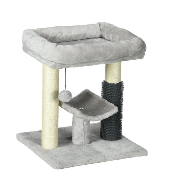 Petit arbre à chat arbre à grimper tour de jeux hauteur 48 cm poteau en sisal gris avec balle suspendue gris-0
