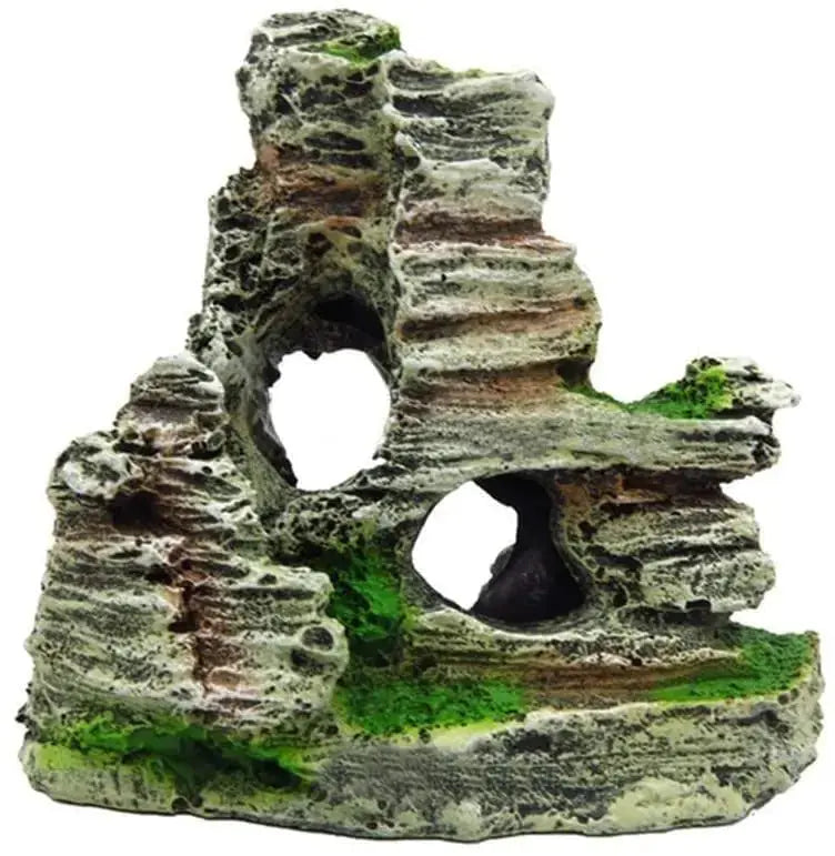 Aquarium DecorationArtificial Moss Rock Resin Stone Mountain Fish Tank Hiding Cave Aquarium Landscaping Desktop Ornament Decor D Zooko