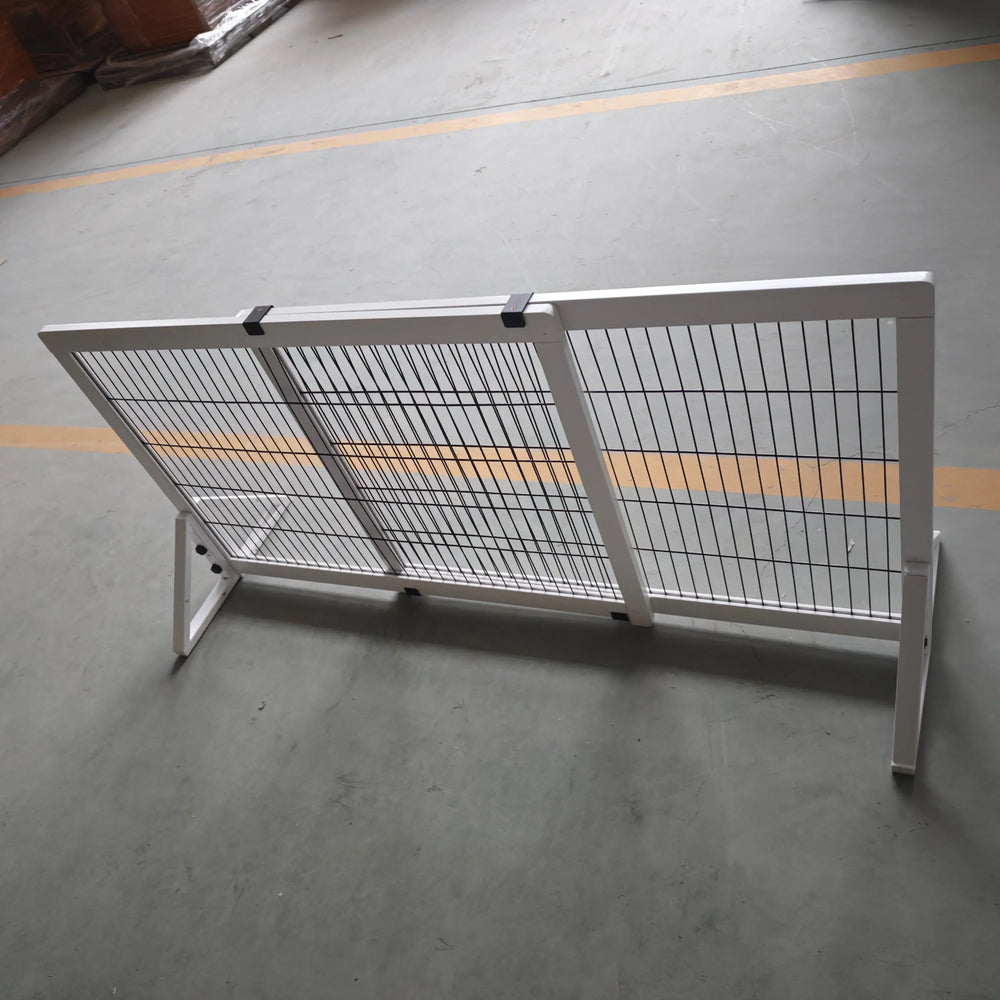 Barrière de sécurité pour chien barrière de protection à 2 panneaux largeur réglable 101-181 cm en bois acier blanc-0