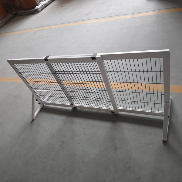 Barrière de sécurité pour chien barrière de protection à 2 panneaux largeur réglable 101-181 cm en bois acier blanc-0