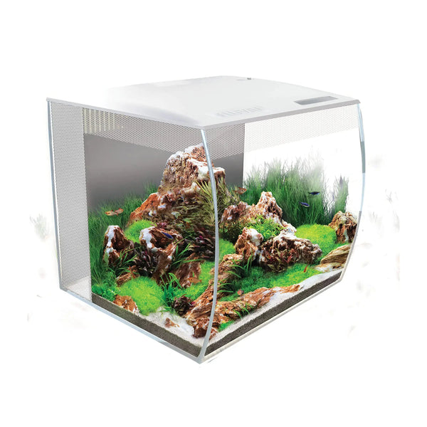 Fluval Flex 15 Aquarium Kit - Fish Tank for Fish & Plants - Comes with LED Lights Filtration System & More - 16" x 15" x 15" - 57 L 15 Gal. - White Zooko