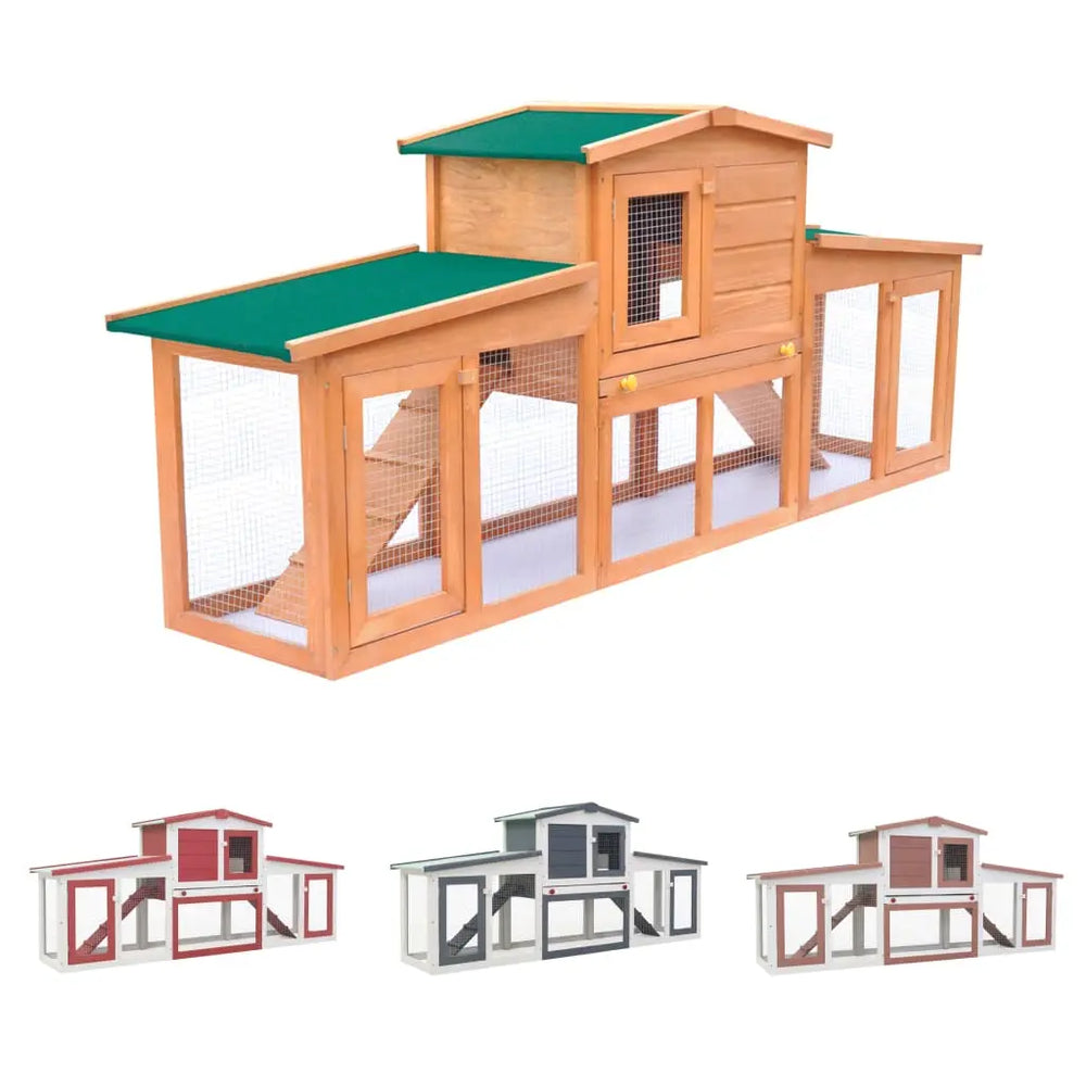 vidaXL Rabbit Hutch Bunny Cage with Pull Out Tray and Ramp Solid Pine Wood-5