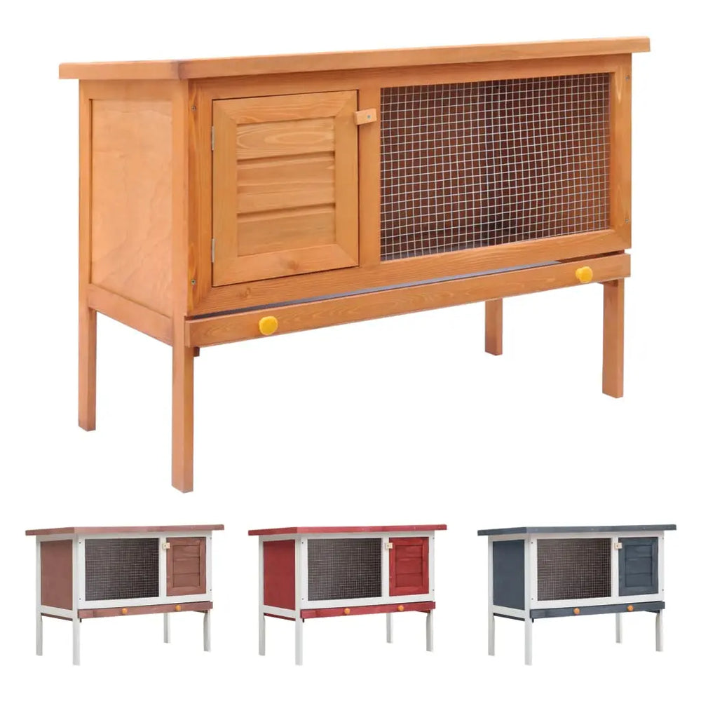vidaXL Rabbit Hutch Bunny Cage with Pull Out Tray Enclosure Solid Pine Wood-0