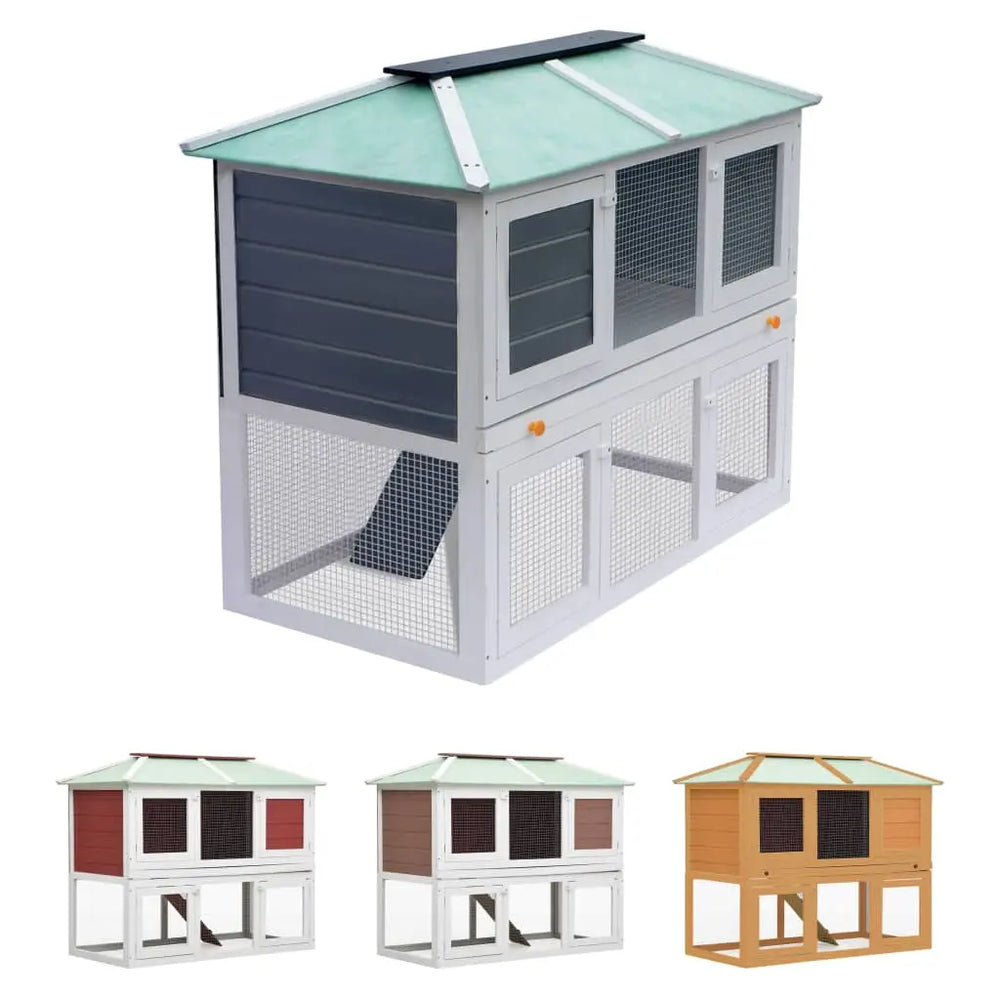 vidaXL Rabbit Hutch Bunny Cage with Pull Out Tray Rabbit Enclosure Solid Wood-5
