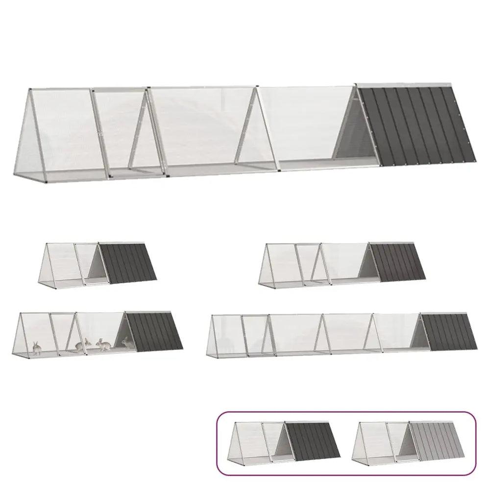 vidaXL Rabbit Cage Rabbit Hutch Garden Small Animal Cage Galvanized Steel-5