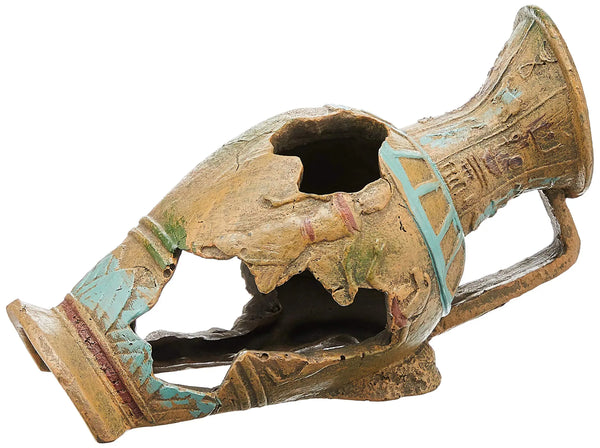blue ribbon Exotic Environments Egyptian Vase Aquarium Ornament Blue 8 by 4 by 5 Zooko