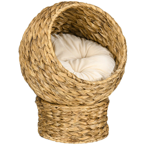 Panier chat lit surélevé chat cosy niche grotte à chat grand confort dim. 40L x 37l x 51H cm coussin moelleux beige inclus-0