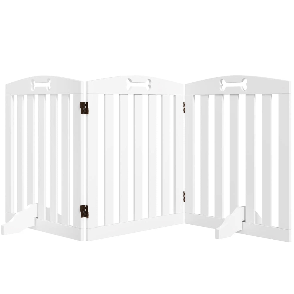 Barrière de sécurité chien barrière pliable pour chien pieds de support pointes antidérapantes 155 x 30 x 61 cm blanc-0